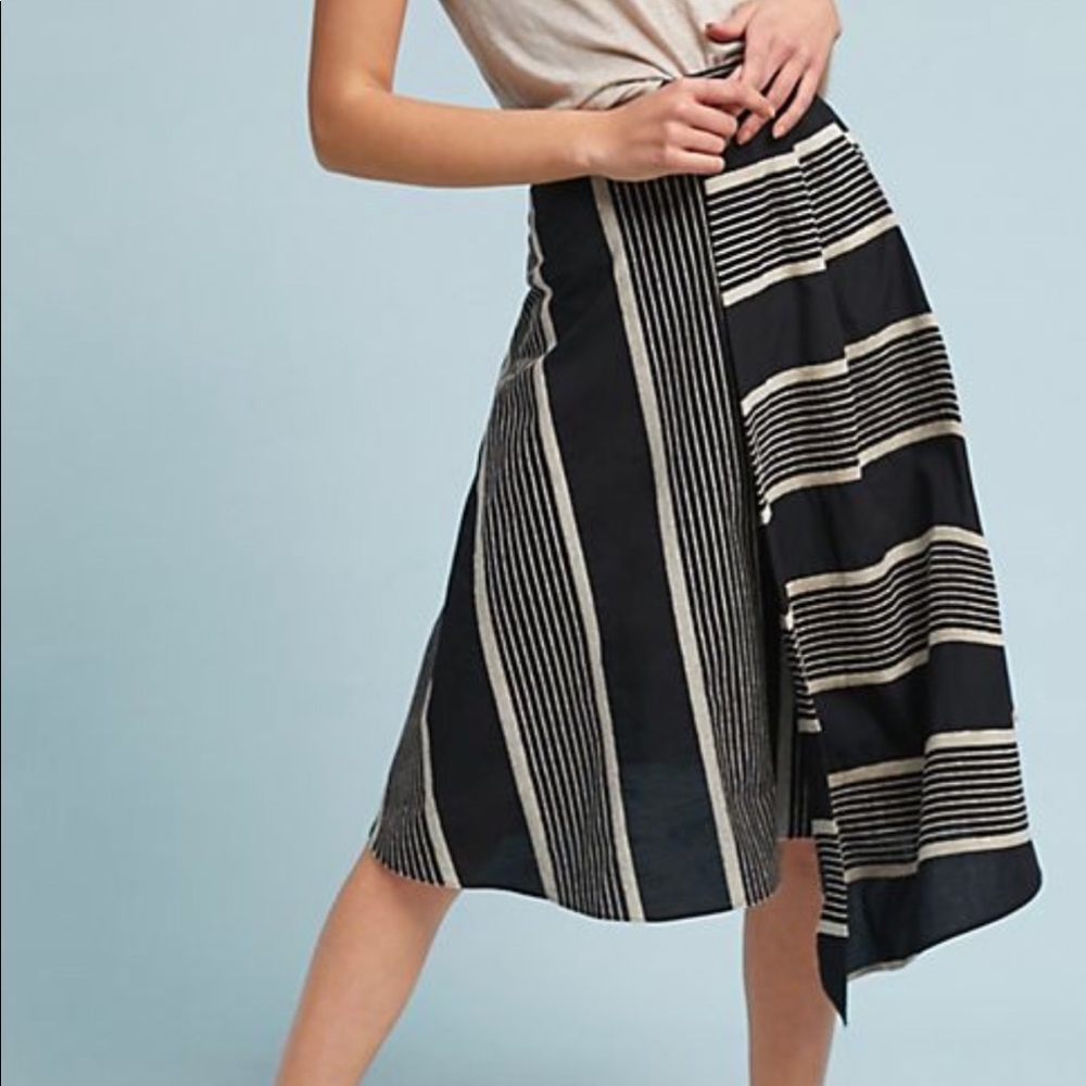 Eva Franco black and cream stripe skirt Anthropologie midi length full NWT - Picture 2 of 9